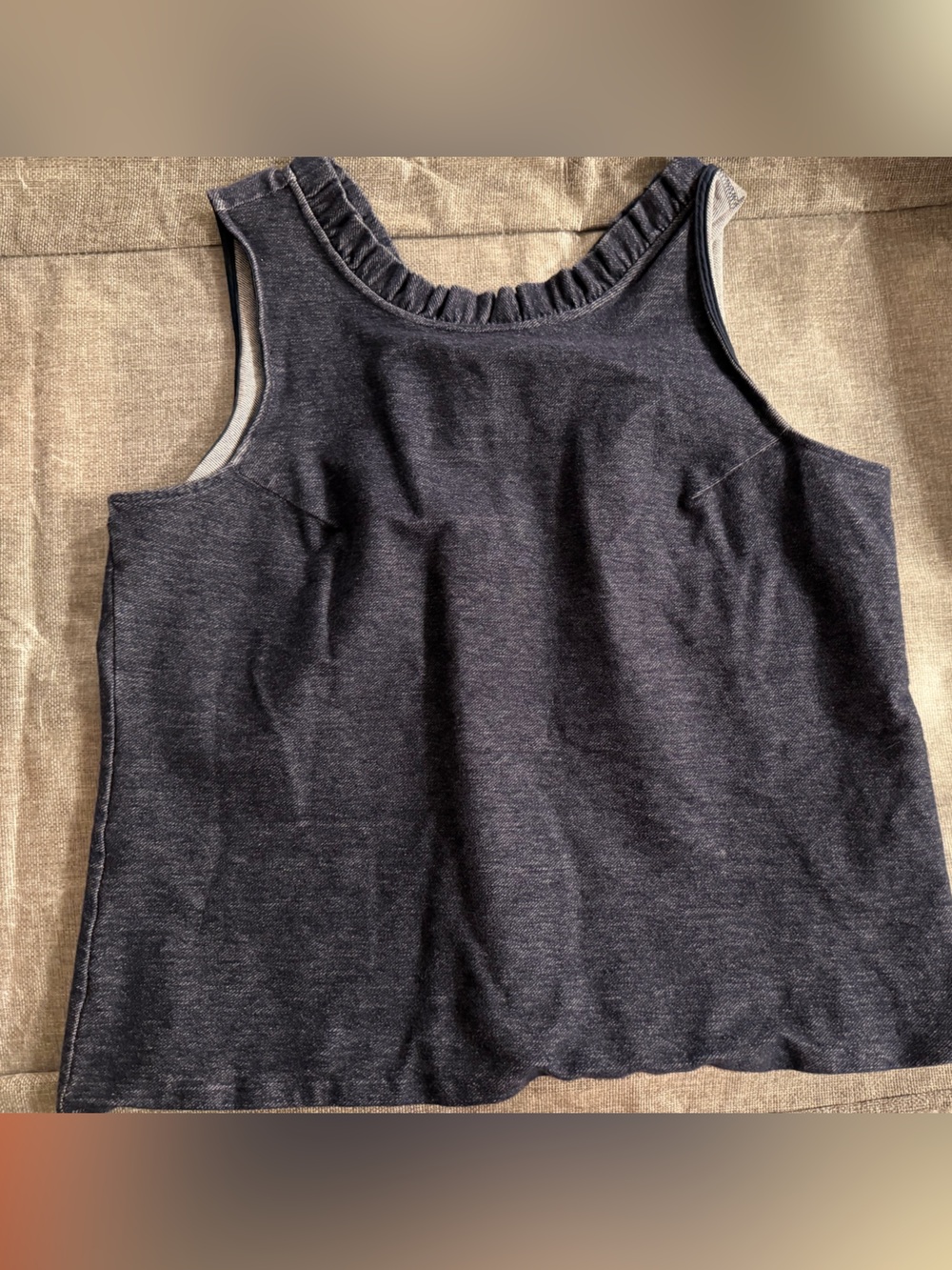 Banana Republic Dark Navy Ruffle-Trim Tank